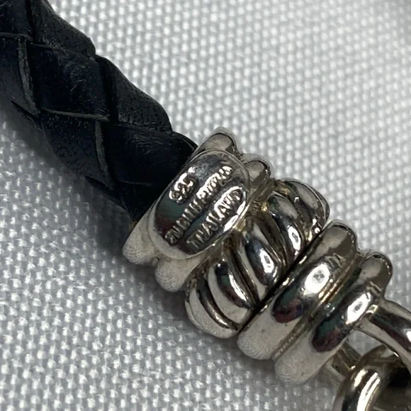 Judith Ripka Sterling Silver leather cord heart Diamonique necklace - Picture 3 of 6